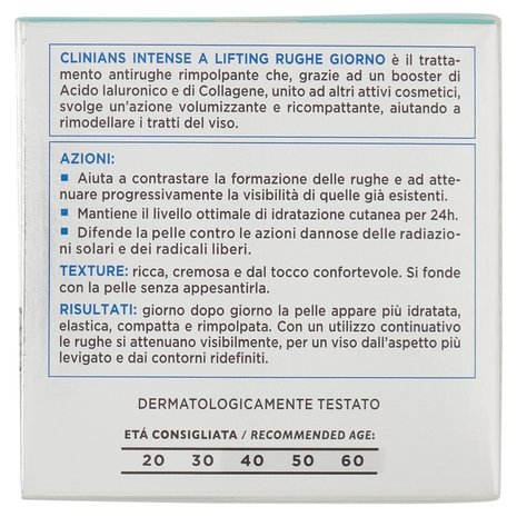 Clinians Intense A Lifting Rughe Trattamento Giorno Antirughe SPF 15 Acido Ialuronico 50 mL